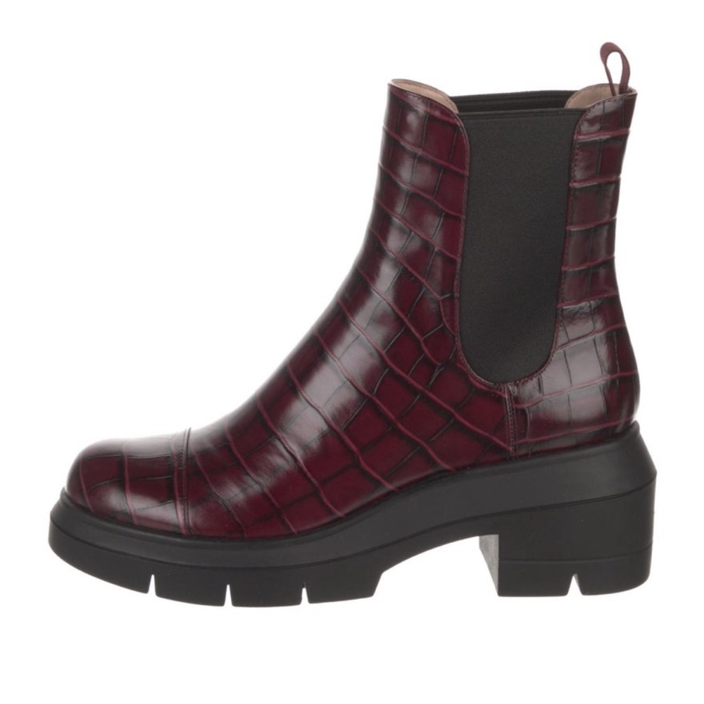 Stuart Weitzman Norah Embossed Booties in Plum NEW